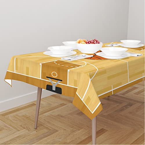 Yocosy Cute Orange Sport Basketball Heart Rectangle Tablecloth 60X120 Inch Washable Polyester Table Cloth Fabric Table Cover Protector For Dining Table Party Holiday Kitchen Outdoor Indoor Decorative #TOP6