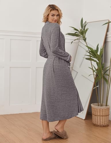 Image of Ekouaer Womens Robe Long Bathrobe Lightweight Soft Knit Kimono Robes Ladies Casual Sleepwear S-3XL