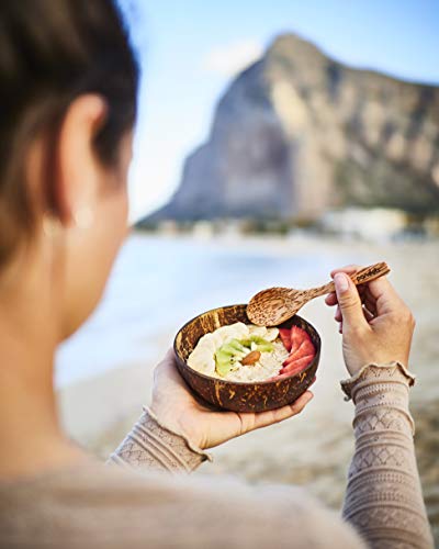 pandoo Kokosnuss Schalen 2er Set - 100% Naturprodukt - Plastikfreie Alternative - Handgefertigt und mit Kokosöl poliert - 8