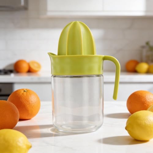 Exprimidor compacto de mano para naranjas y cítricos pequeños para ingesta diaria de vitaminas y preparación saludable de jugo (amarillo)