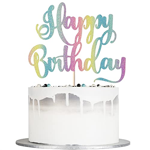 Auteby Tie Dye Happy Birthday Cake Topper, Tie Dye Birthday Party Decoration Supplies #TOP4
