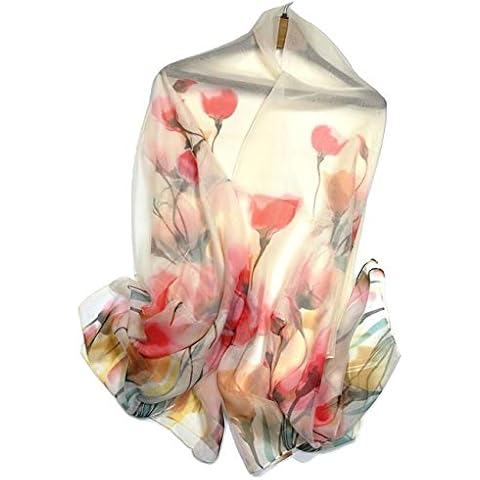 Shanlin Super Large Silk Feel Flower Floral Scarves for Women in Gift Box (Tulips-Yellow) Cover