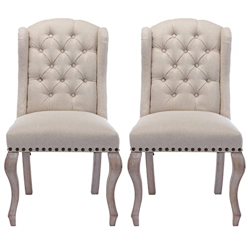 chairus-Parsons-Dining-Chairs-Set-of-2-Modern-Linen-Farmhouse-Living-Room-Chairs-with-Button-Tufted-High-Back-and-Wood-Legs-Comfy-Upholstered-Side-Chair-for-KitchenRestaurantBedroom-Cream chairus Parsons Dining Chairs Set of 2 Modern Linen Farmhouse Living Room Chairs with Button Tufted High Back and Wood Legs Comfy Upholstered Side Chair for KitchenRestaurantBedroom Cream