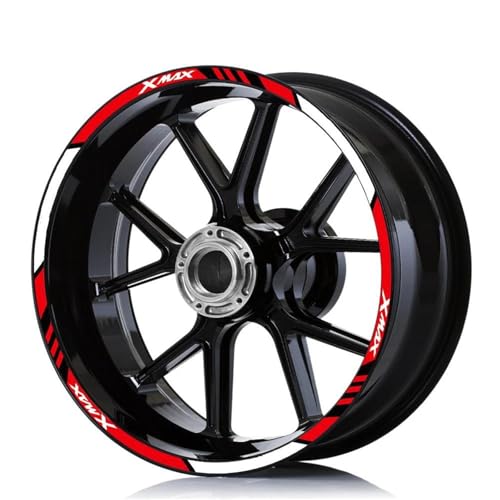 バイクホイールステッカー 反射ホイールリムストライプ デカールテープに適合するヤマハ XMAX125 XMAX250 XMAX300 X MAX X-MAX 125 250 300 用リセット全体には4つの側面が含まれています(カラー4)
