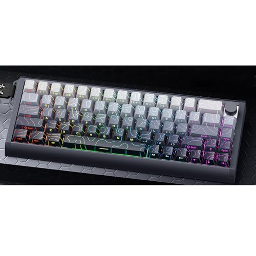 Image of MOLGRIA x SKYLOONG 60% Aluminum Gaming Keyboard, GK68 HE USB Wired Magnetic-Switch RGB Backlit Mechanical Keyboards with South-Facing Print Contour Line Keycap and Knob Multi-Layer Gasket (Blackberry)