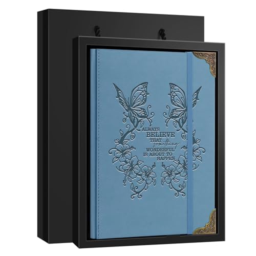 Carnet de notes épais bleu foncé A5 pour l'école et le bureau avec papillon