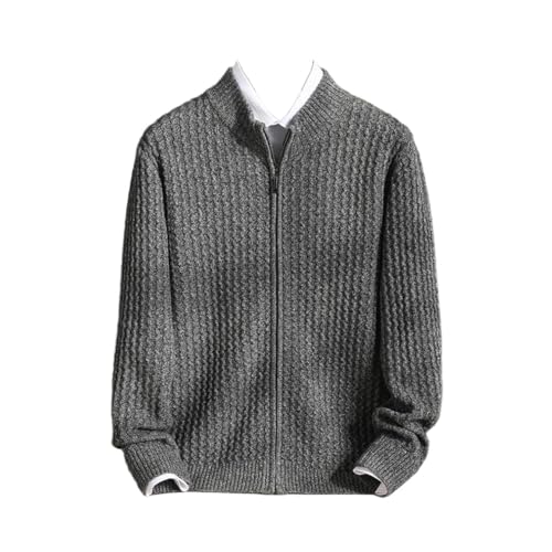 Cárdigan de lana para hombre chaqueta de punto grueso con cremallera y abrigo de cuello alto