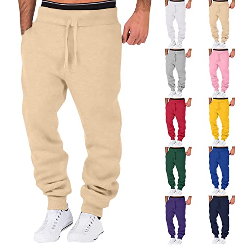Athletic Sports Pants Casual Straight-Leg Trousers Mens Heavyweight Cargo Fleece Sweatpants Stretch Elastic Waist Jogger Sport Pants Drawstring Sports Trousers For Men Mens Zxusgift2304191720 Purple #TOP4