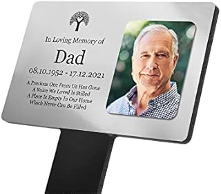 OriginDesigned Personalised Bereavement Gifts. Memorial Plaque With Photo, Gardens Ground Stake Or Grave Ornaments - Acrylic, Waterproof and Hard Wearing. Shipped Globally. (Custom)