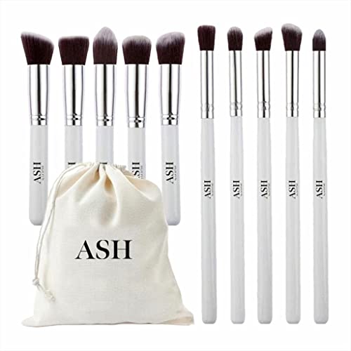 Makeup Brushes ASH by LA OTTER Premium Synthetic Foundation Powder,Concealers, Eye Shadows Makeup 10 Pcs Brush Set, with pouch