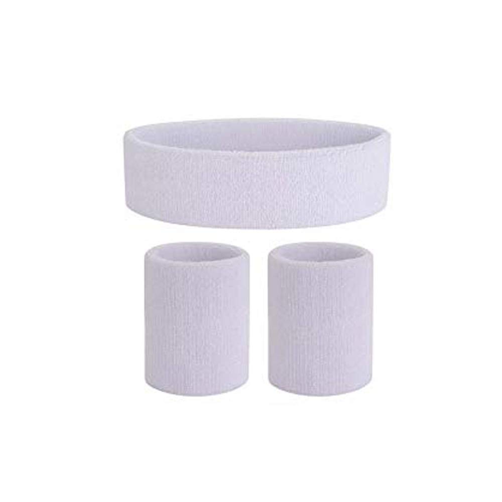 Style Along White Outdoor Fitness Sports Sweatband Headband Yoga Gym Unisex Head Band and Wrist Band- Pack of 3-picture-39