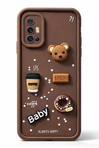 Image of Bintage Case Ball Bear| Donut| Milk Cake| Baby| Coffee Rubber Case Camera Protection Back Cover Compatible for Vivo V17 - Brown