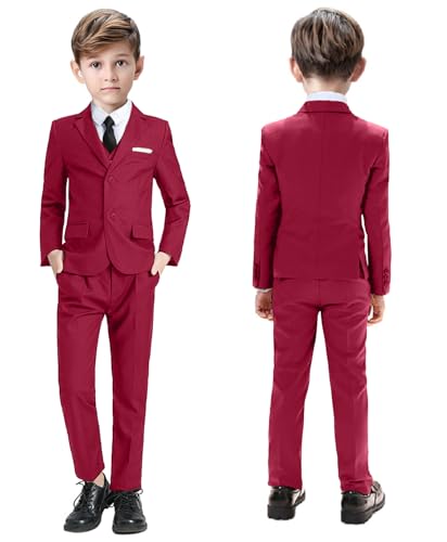 Image of Suit for Boy Formal Slim Fit Tuxedo 5 Pieces Kids Toddler Wedding Outfit Blazer Pants Vest Set Boys Suits