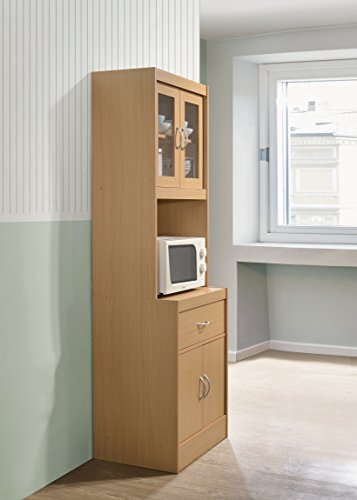 image for Hodedah Long Standing Kitchen Cabinet with Top & Bottom Enclosed Cabin