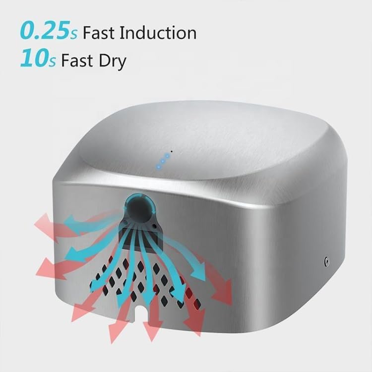 Air Tank Heavy Duty Hand Dryer 120V 1400W Brushed Stainless Steel Finish Model AK2903