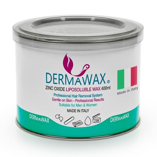 Dermawax Cera Depilatoria Caliente con Óxido de Zinc 400 ml – Cera Liposoluble Profesional con Bandas – Para Pieles Sensibles, Cuerpo, Rostro y Bikini – Made in Italy