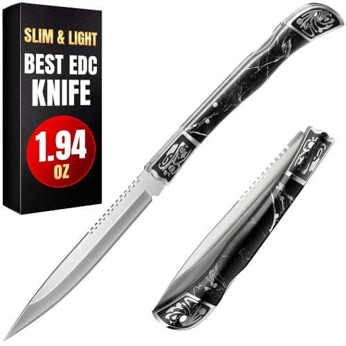 Image of Grand Way Pocket Knife for Men - 4 inch Slim Folding Knife with Back Lock - Cool Design Resin Handle - Best Knives for EDC Outdoor - Best Gifts for Women 806