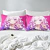 Erosebridal Japanese Anime Bedding Set 3D Anime Girl Duvet Cover, Kawaii Japanese Style Duvet Cover Set Cartoon Uniform Girl Comforter Cover Hot Pink Room Decor, Twin 2Pcs (1 Bed Cover 1 Pillowcase) #4