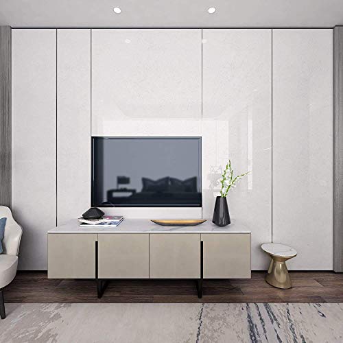 Image of Elton White Glossy Adhesive Decorative Vinyl Shelf Liner Decorative Self Adhesive Vinyl Sheet for Table top,Furniture, Almirah and Other DIY, Renovation Projects 24 X 144 Inches