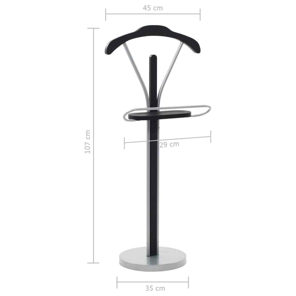 vidaXL Galán de Noche Accesorios Colgador Ropa Hogar Articulos Organización Almacenamiento Casa Práctico Funcional Útil Negro y Gris 45x35x107cm