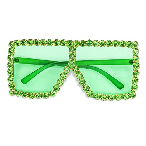 Oversized Trendy Bling Crystal Sunglasses for Men Women Party Favors Rhinestone Rectangle Glasses2