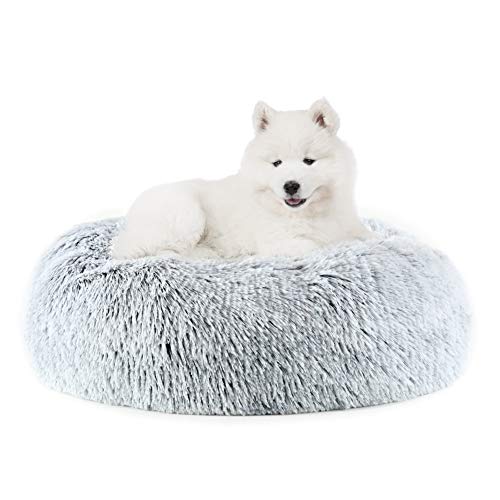EMUST Pet Cat Bed Dog Bed, 5 Sizes for Small Medium Large Pet Cats Dogs, Round Donut Cat Beds for Indoor Cats, Anti-Slip Marshmallow Dog Beds, Multiple Colors (60cm-23.6, Gradient Grey)