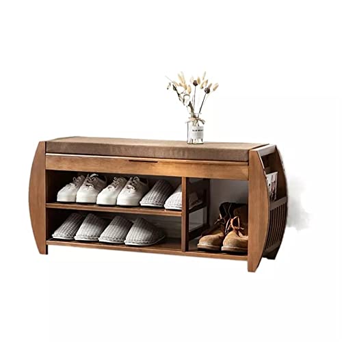 maozi Estante for Banco de Zapatos, cojín extraíble, Compartimento de Almacenamiento Oculto, cajón Lateral, Organizador de Almacenamiento de Zapatos, Armario for Zapatos (Color : Brown, Size : 32x46