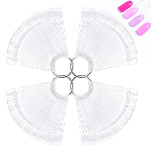 Image of MelodySusie 200 Pcs Nail Swatch Sticks with Ring, Clear Swatches for Gel Polish, Transparent Acrylic Practice Tips, Suitable for Displaying Colors, Training Nail Art for Beginners and Professionals