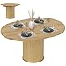 HOMCOM Tavolo da Pranzo Allungabile per 6-8 Persone con Pannelli Rimovibili, 110cm-150cm Tavolo Rotondo Allungabile ad Ovale con Base a Piedistallo, per Sala da Pranzo, Soggiorno, Color Legno immagine