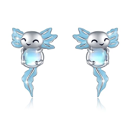 Axolotl Stud Earrings for Women 925 Sterling Silver Axolotl Earrings Hypoallergenic Animal Jewelry
