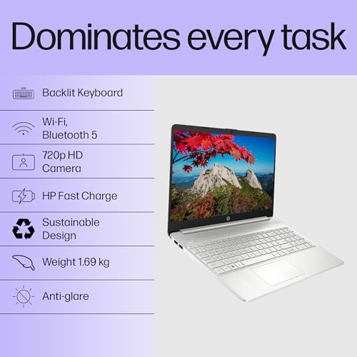 HP 15s, 12th Gen Intel Core i3-1215U, 8GB DDR4, 512GB SSD, (Win 11, Office 21, Silver, 1.69kg) Anti-glare, Micro-edge, 15.6-inch(39.6cm) FHD... - Image 3