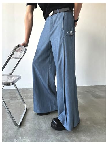 Floerns Men's Flat Front Dress Pants Wide Leg Streetwear Casual Baggy Trousers with Pocket4