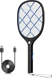 YISSVIC Electric Fly Swatter 4000V Bug Zapper Racket Rechargeable Mosquito Insect Fly Killer Electric 3 Layers Mesh with Type-C Cable for Indoor Outdoor Black Blue
