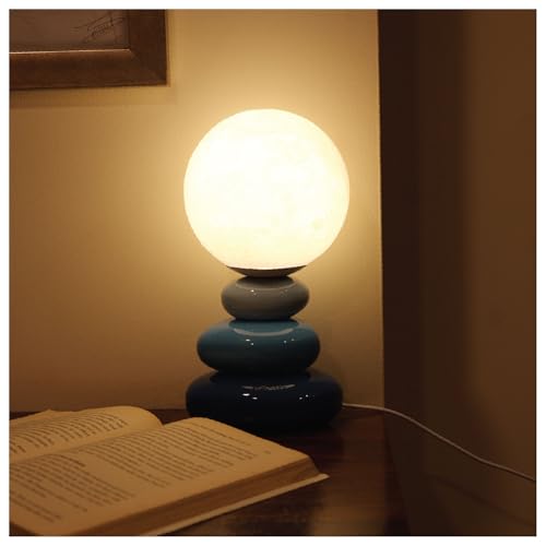 Image of Moon Lamp with Ceramic Stone Base | Decorative Moon Inspired Design | Home Decoration Items for Living Room & Bed Side Table | Birthday Gifts for Wife, Women & Girlfriend (Celeste)