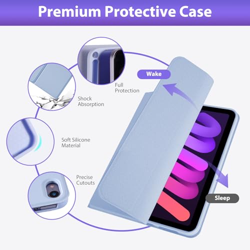 Image of SOPPY for iPad mini 7 Keyboard Case A17 Pro 2024 /iPad Mini 6 Generation Case with Keyboard 2021 8.3 Inch, 7 Color Backlit Detachable Keyboard Cover for iPad mini 7th /6th Gen, US Layout, Purple