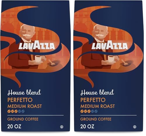 Image of Lavazza Perfetto Ground Coffee Blend, Dark Roast, Value Packet, Caramel flavor with Dark and Velvety Texture, 100% Arabica, 20 Ounce (Pack of 2)