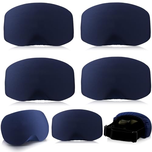 Civaner 4 Pieces Ski Snowboard Goggle Cover Sleeve Goggle Cover Microfiber Protective Lens Scratch Dust Protection for Travel(Dark Blue Vintage Style)