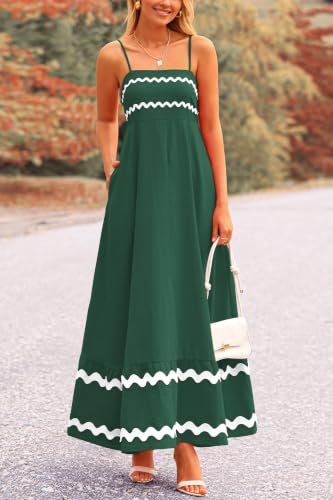 Image of PRETTYGARDEN Women's 2026 Summer Flowy Maxi Dress Casual Sleeveless Spaghetti Strap Ruffle Beach Long Dresses