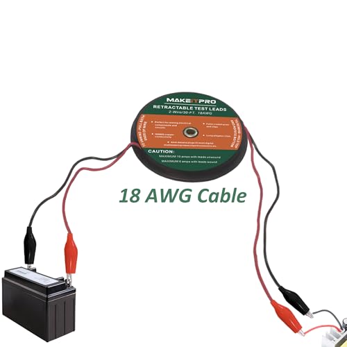 Image of Retractable Test Leads 2 Wires 30FT 18AWG Aligator Clips in Reel with Cable Bag for Circuit Connection /Electrical Testing and Troubleshooting