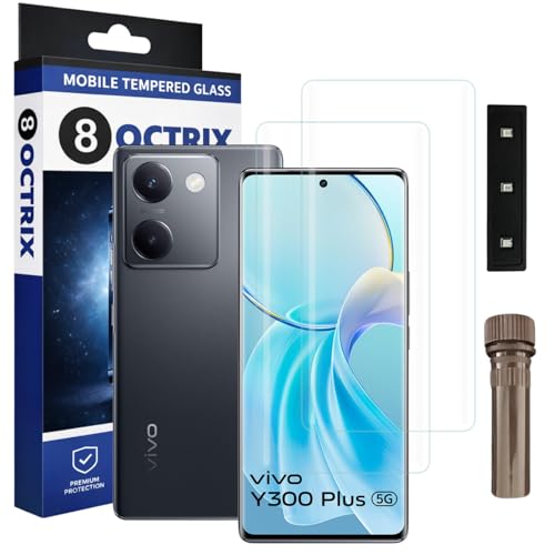 Image of Curved UV Tempered Glass Screen Protector for Vivo Y300 Plus | Transparent | Pack of 2 | Full Screen Coverage with UV Installation Kit