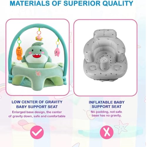 كرسي أريكة للأطفال للتدريب على الجلوس. مقعد داعم للحضانة مع وسادة واقية مخملية للأطفال (أخضر)