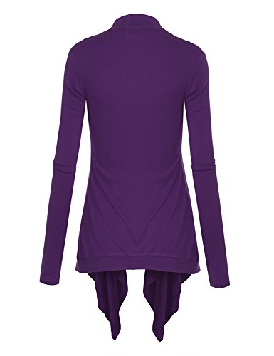 Image of Lock and Love Women's Draped Front Open Asymmetrical Cardigan - Casual Long Sleeve Lightweight Duster