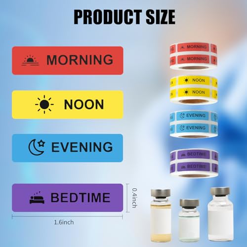 Image of Medicine Stickers Medication Instruction Label Permanent Paper Label AM NOON PM for Pill case Planner 0.4 * 1.6inch (Morning Noon Evening Bedtime)