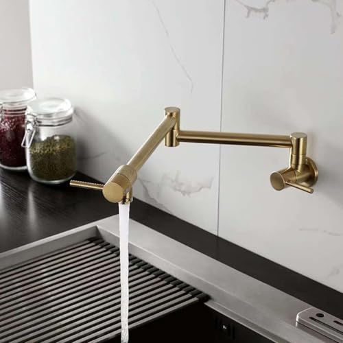 Grifo de cocina extraíble con acabado oro cepillado y sofisticada decoración moderna 6