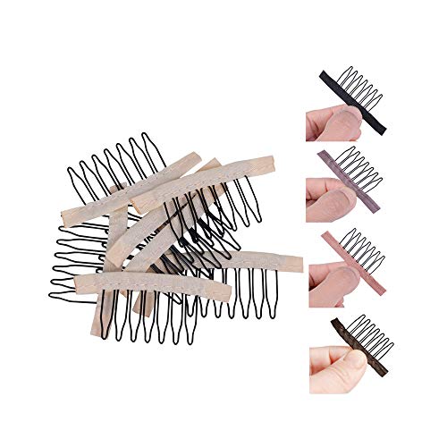 24 pezzi parrucche Clips Wig Clips Combs per parrucche denti in acciaio pettini per parrucche cappelli accessori per parrucche strumenti (biondo)