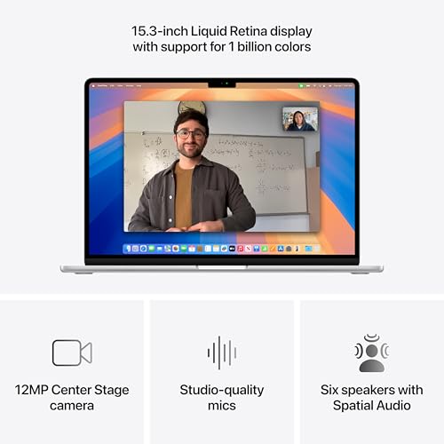 Apple 2025 MacBook Air 15-inch Laptop with M4 chip: Built for Apple Intelligence, 15.3-inch Liquid Retina Display, 24GB Unified Memory, 512GB SSD Storage, 12MP Center Stage Camera, Touch ID; Silver