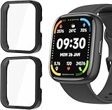 Blueshaweu Schutzhülle kompatibel für LODIMEKE Smartwatch IDW26 1,83'', Hard PC hülle mit Glas Bildschirmschutz kompatibel mit LODIMEKE/TOOBUR/Cillso IDW26 Smartwatch (schwarz+schwarz)