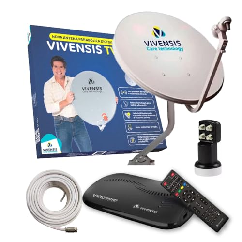 Sunature Kit Parabolica Digital Vivensis Antena + Cabo + LNBF 4 Pontos + Receptor