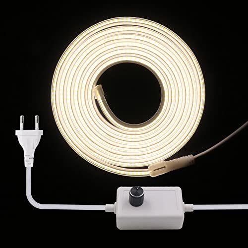 XUNATA Dimmbar 230V COB LED Streifen, 360leds/m Superhell Hohe Dichte, Flexibles COB LED Lichtband Strip für Heim DIY Festival Dekoration (Natürliches Weiß, 2M) Cover