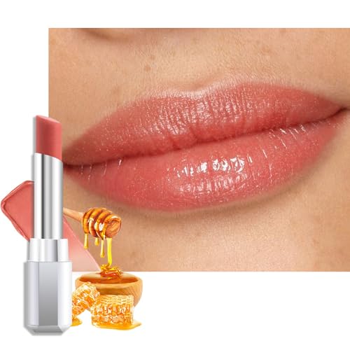 Image of evpct Nude Honey Lipstick Tinted Lip Balm, Moisturizing Tinted Lip Oil Stick Lipstick for Older Women, Sheer Lightweight Hydrating Nourishing Shine Tinted Lip Balm Color Gloss Tint Stain,03 Honey
